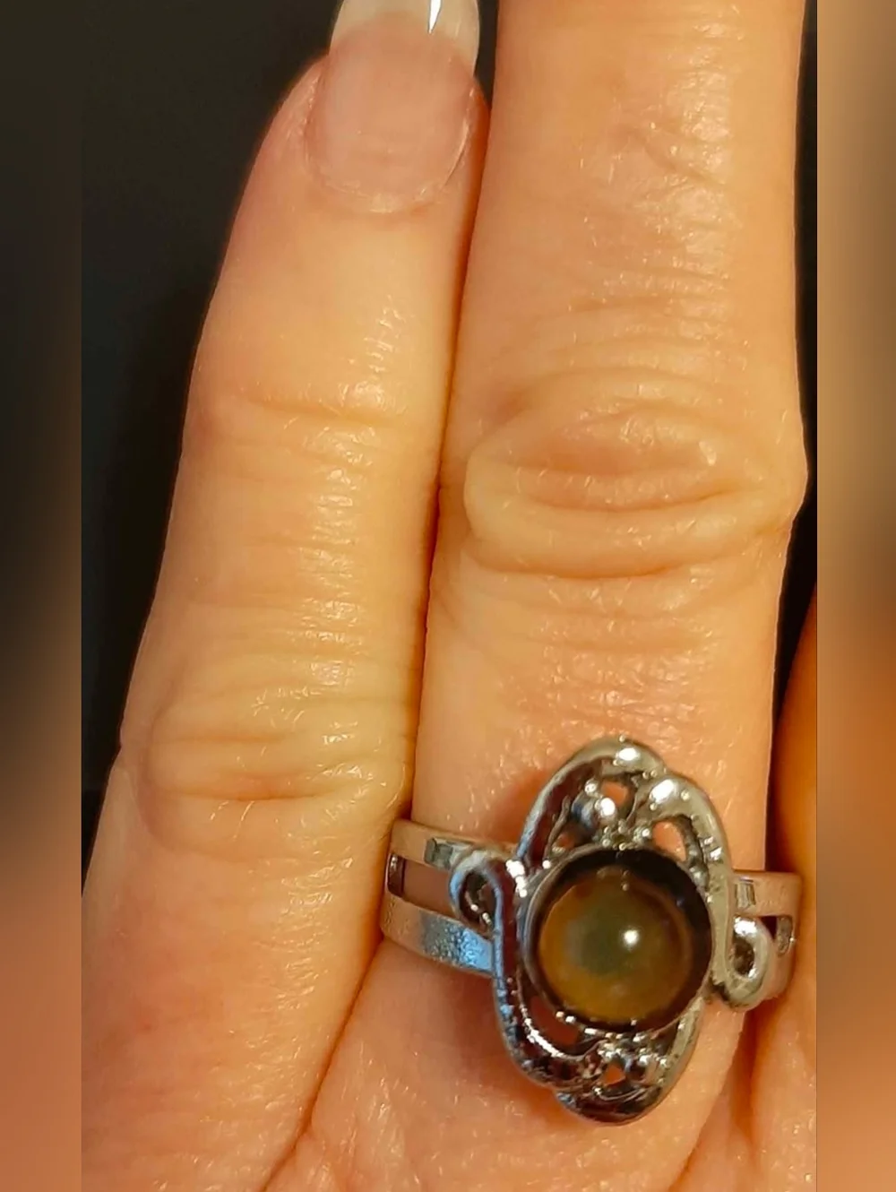 Vintage Adjustable Silver Tone Mood Ring see below